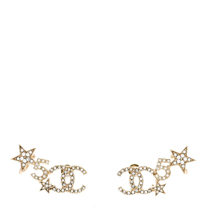 Chanel Crystal Star 5 CC Earrings Gold 1 of 5