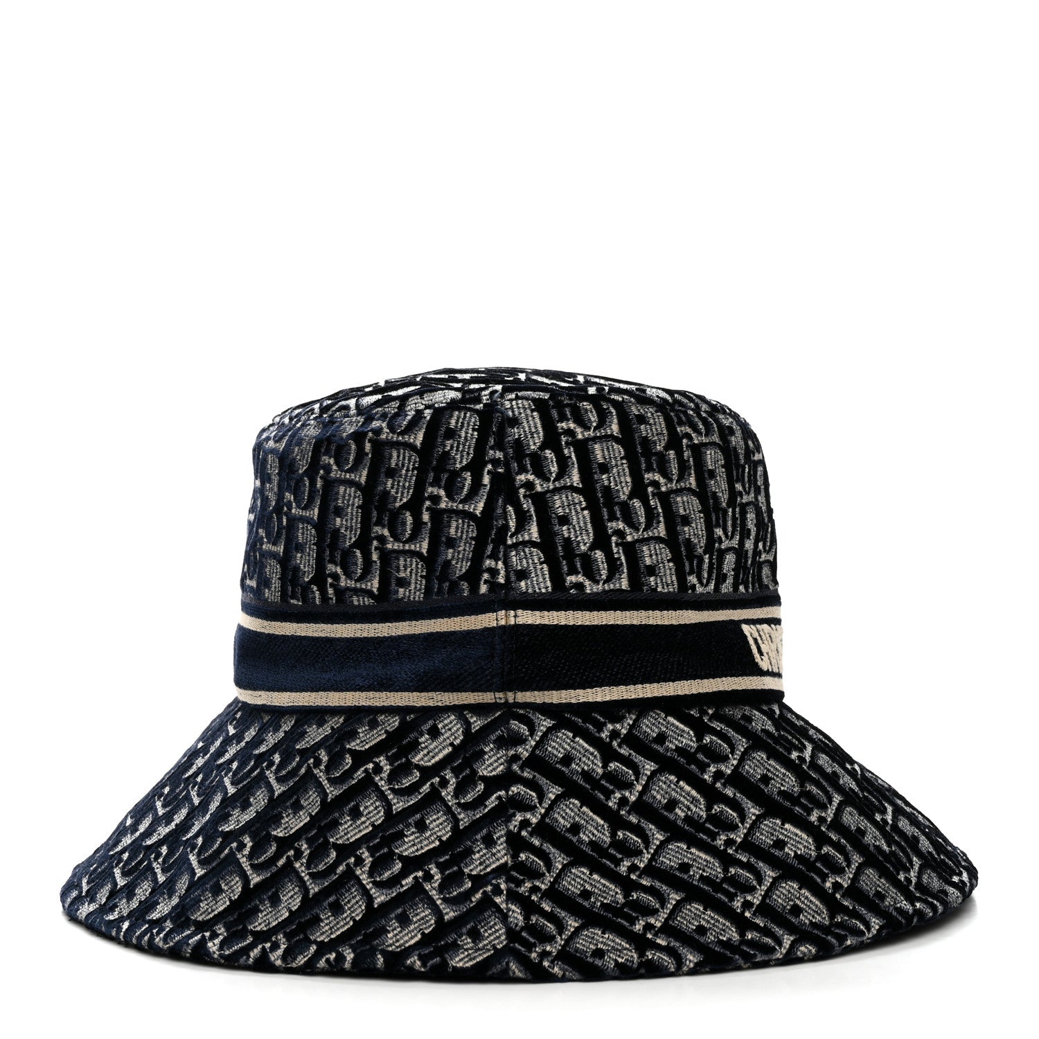 Christian Dior Velvet Oblique Large Brim Bucket Hat 58 Bleu Marine 5 of 8