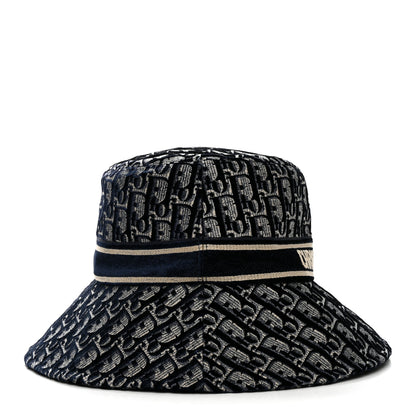 Christian Dior Velvet Oblique Large Brim Bucket Hat 58 Bleu Marine 5 of 8