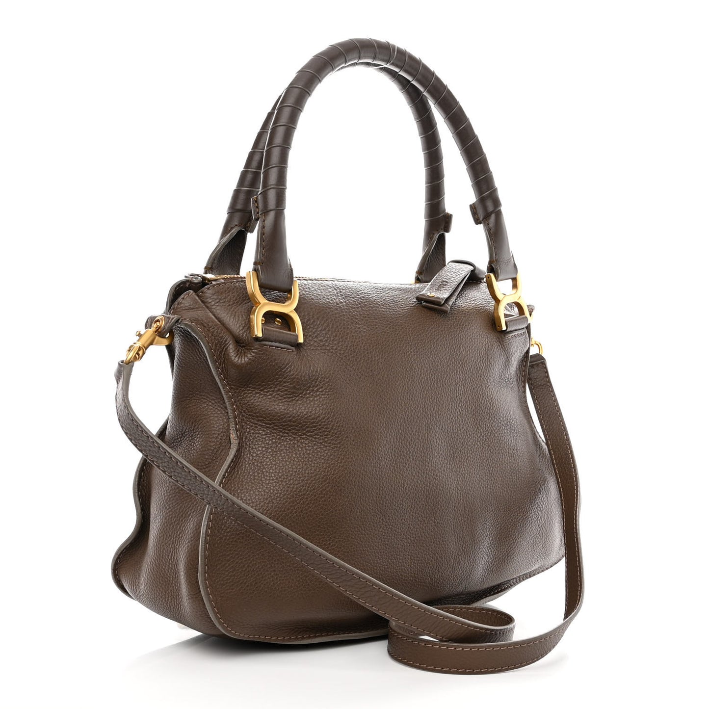 Calfskin Medium Marcie Satchel Brown Seed