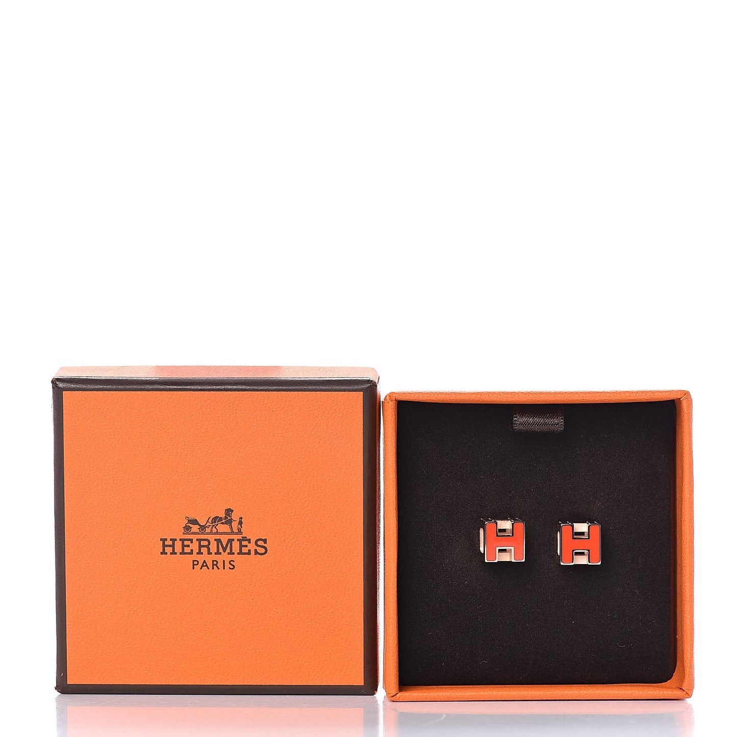 Rose Gold Plated Cage d'H Earrings Orange Fonce