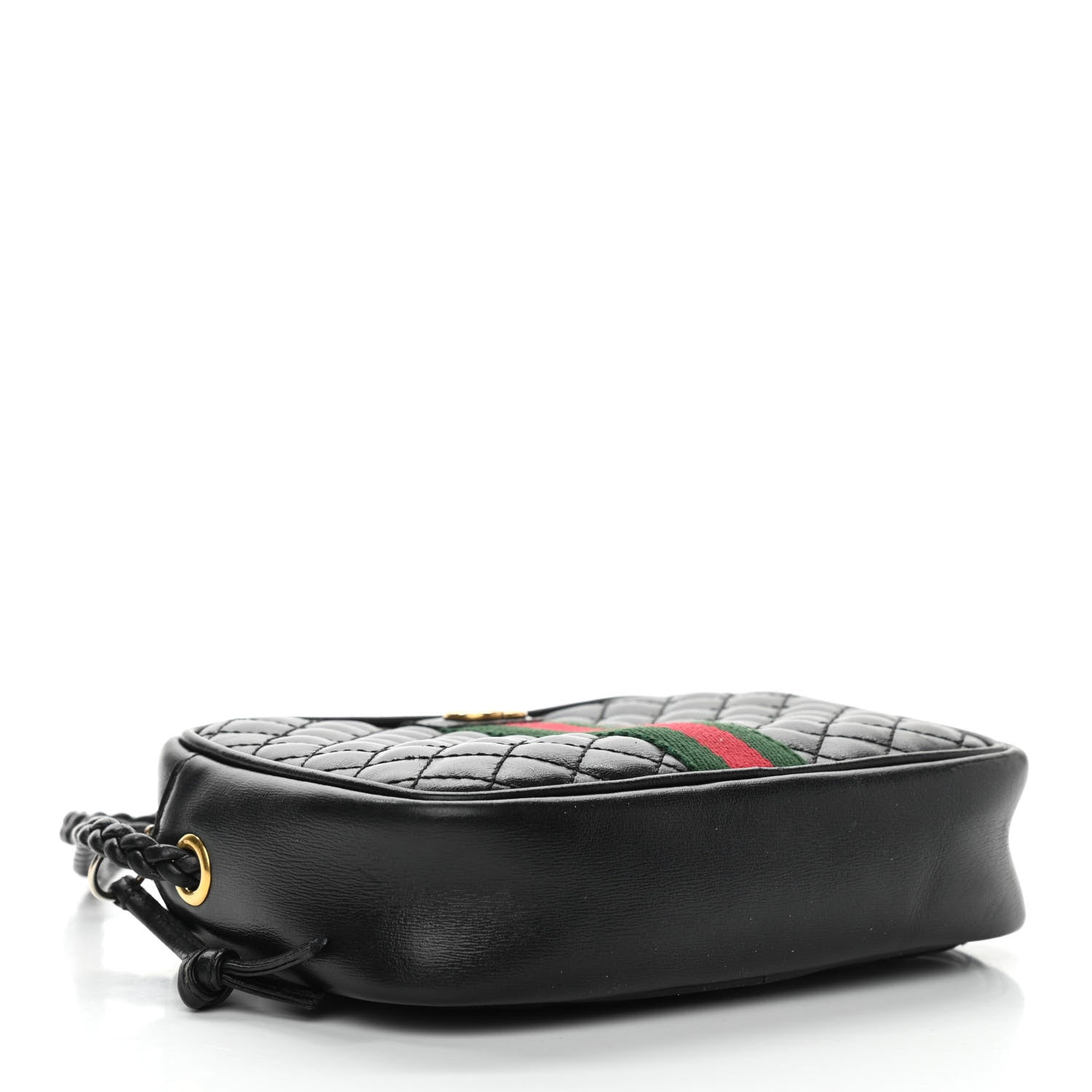 Gucci Calfskin Trapuntata Web Mini GG Shoulder Bag Black 4 of 13