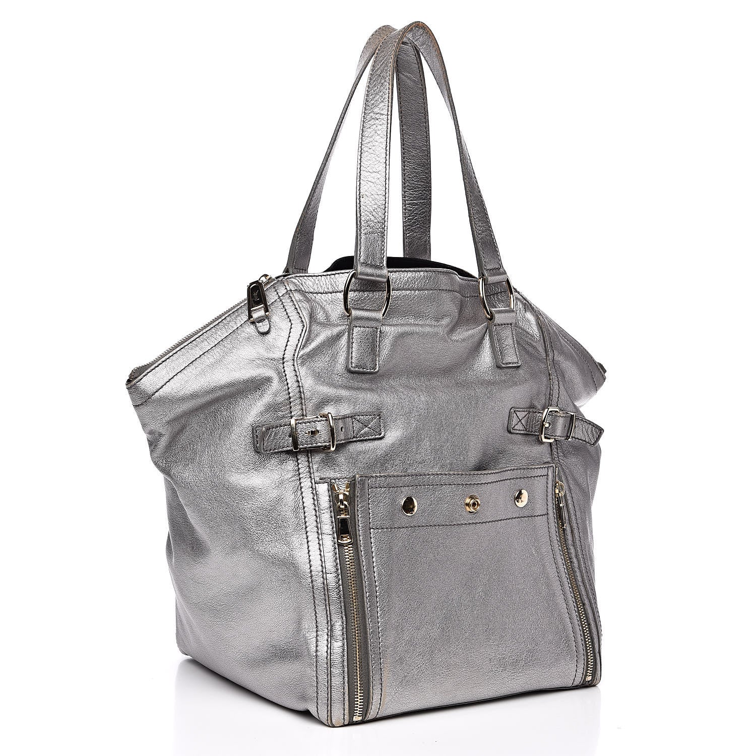Saint Laurent Calfskin Small Downtown Silver 3 of 16