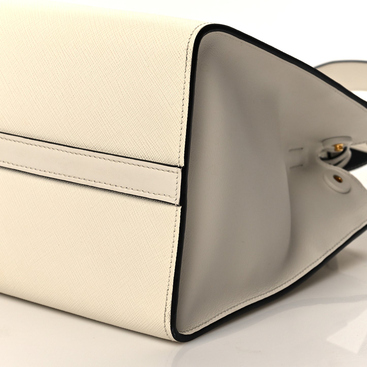 Saffiano City Calfskin Greche Paradigme Bag White Black