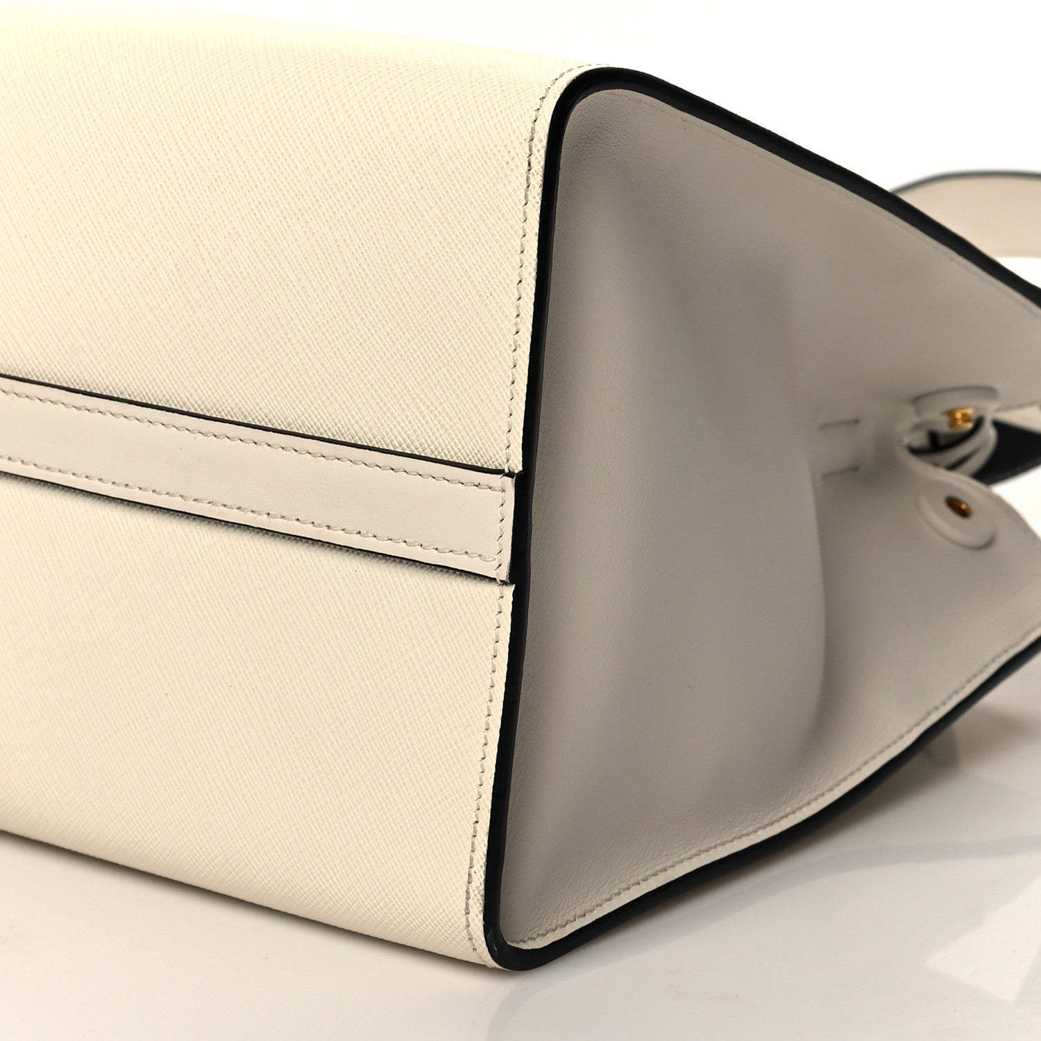 Prada Saffiano City Calfskin Greche Paradigme Bag White Black 10 of 15