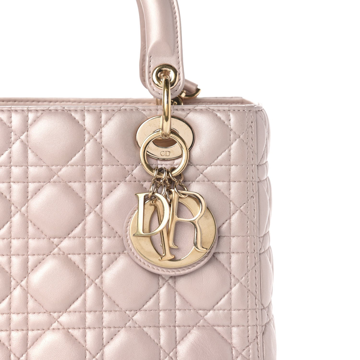 Christian Dior Pearly Lambskin Cannage Medium Lady Dior Lotus 11 of 11