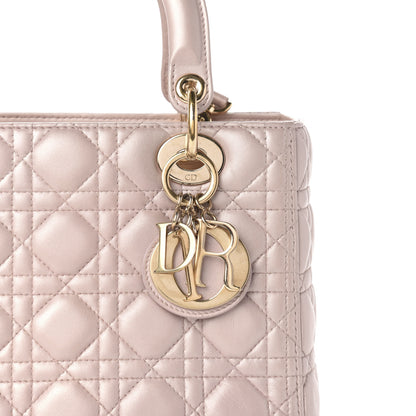Christian Dior Pearly Lambskin Cannage Medium Lady Dior Lotus 11 of 11