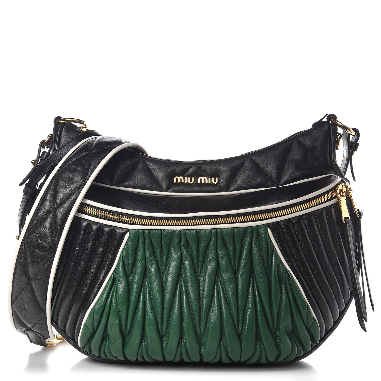 Miu Miu Nappa Matelasse Shoulder Bag Nero Black Biliard 1 of 7