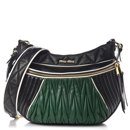 Miu Miu Nappa Matelasse Shoulder Bag Nero Black Biliard 1 of 7