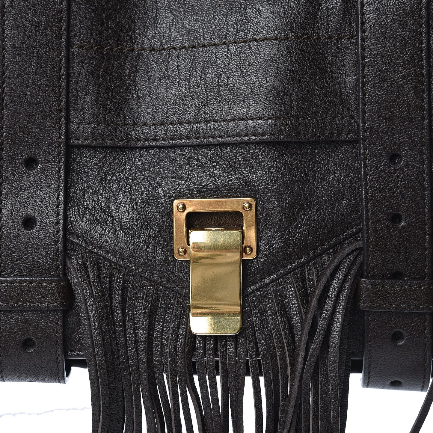 Lambskin Tiny Fringe Lux PS1 Satchel Dark Chocolate