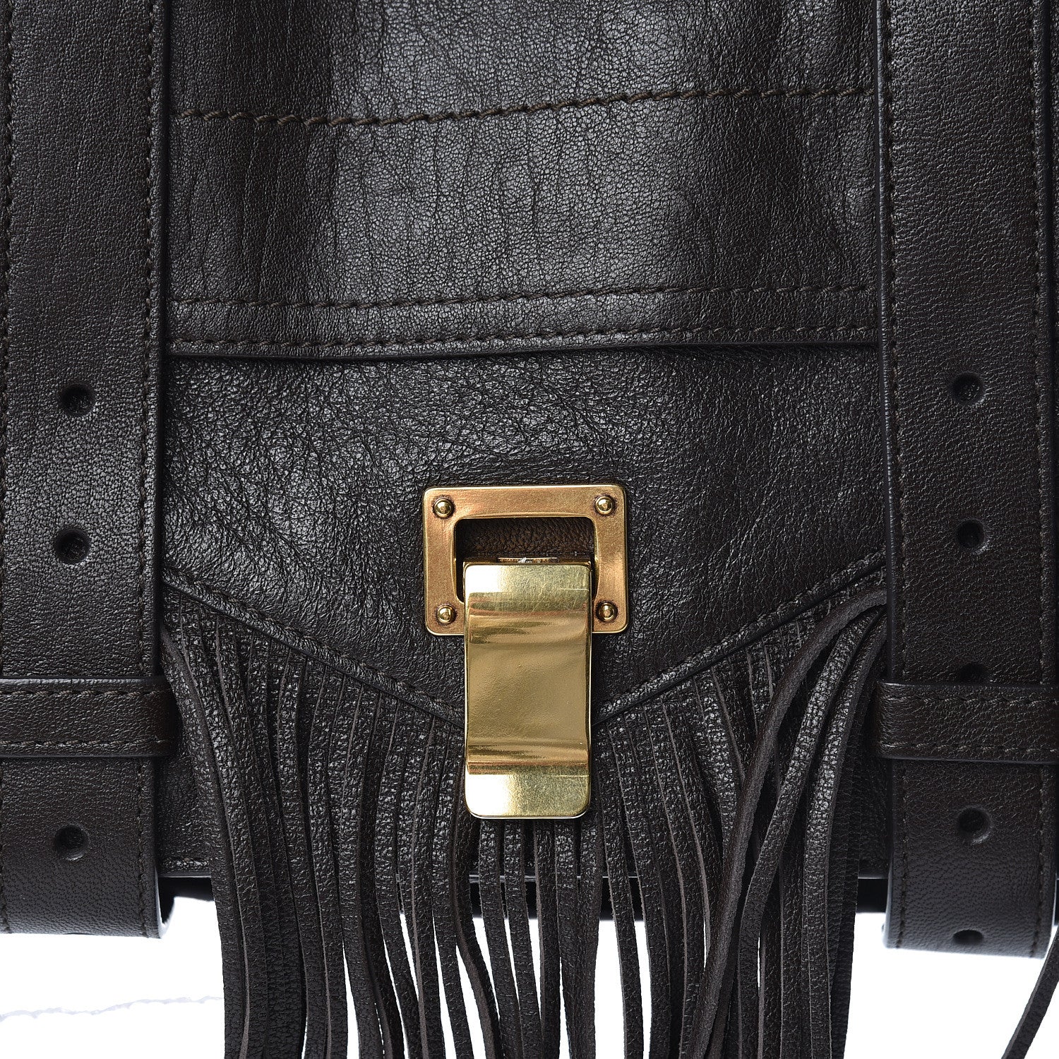 Proenza Schouler Lambskin Tiny Fringe Lux PS1 Satchel Dark Chocolate 10 of 10