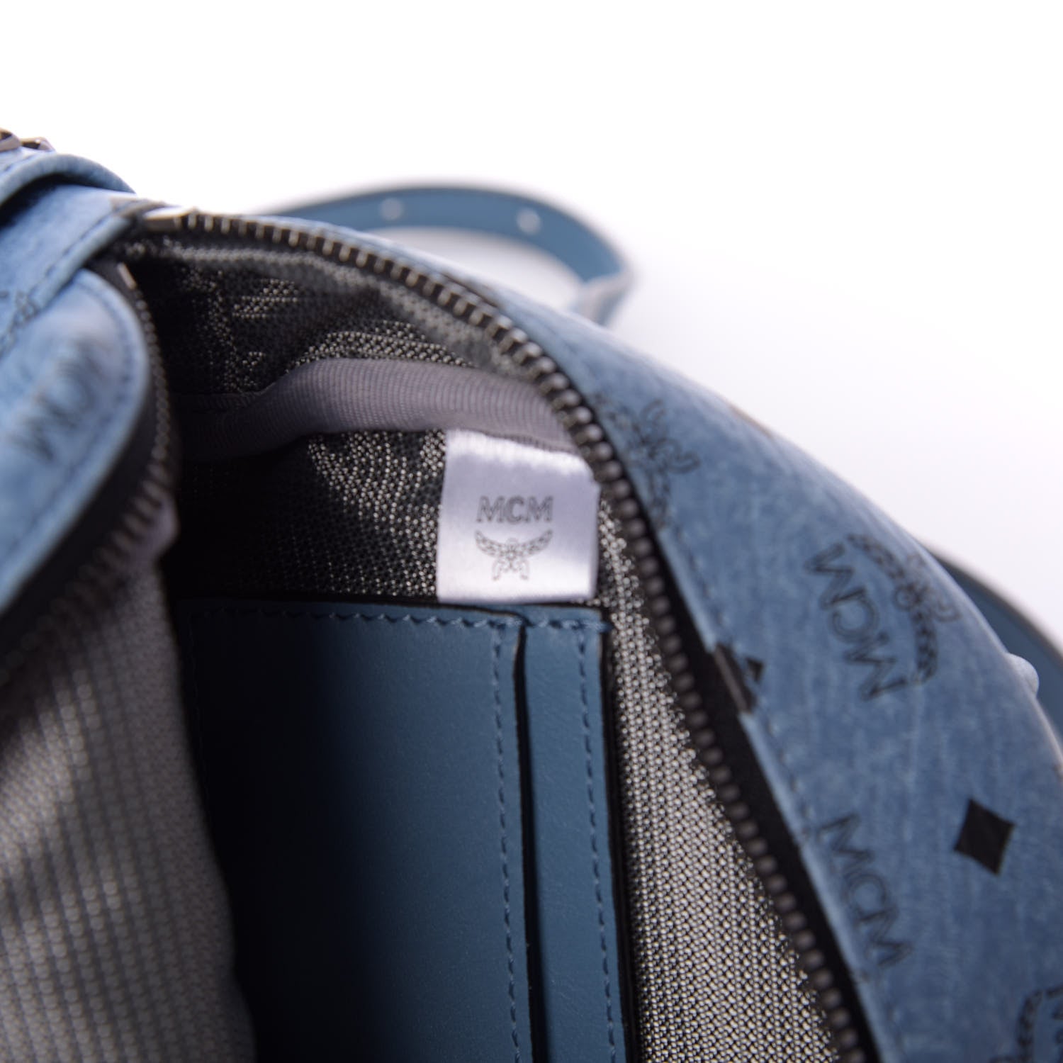 MCM Visetos Side Stud X-Mini Stark Bebe Boo Backpack Blue 7 of 9