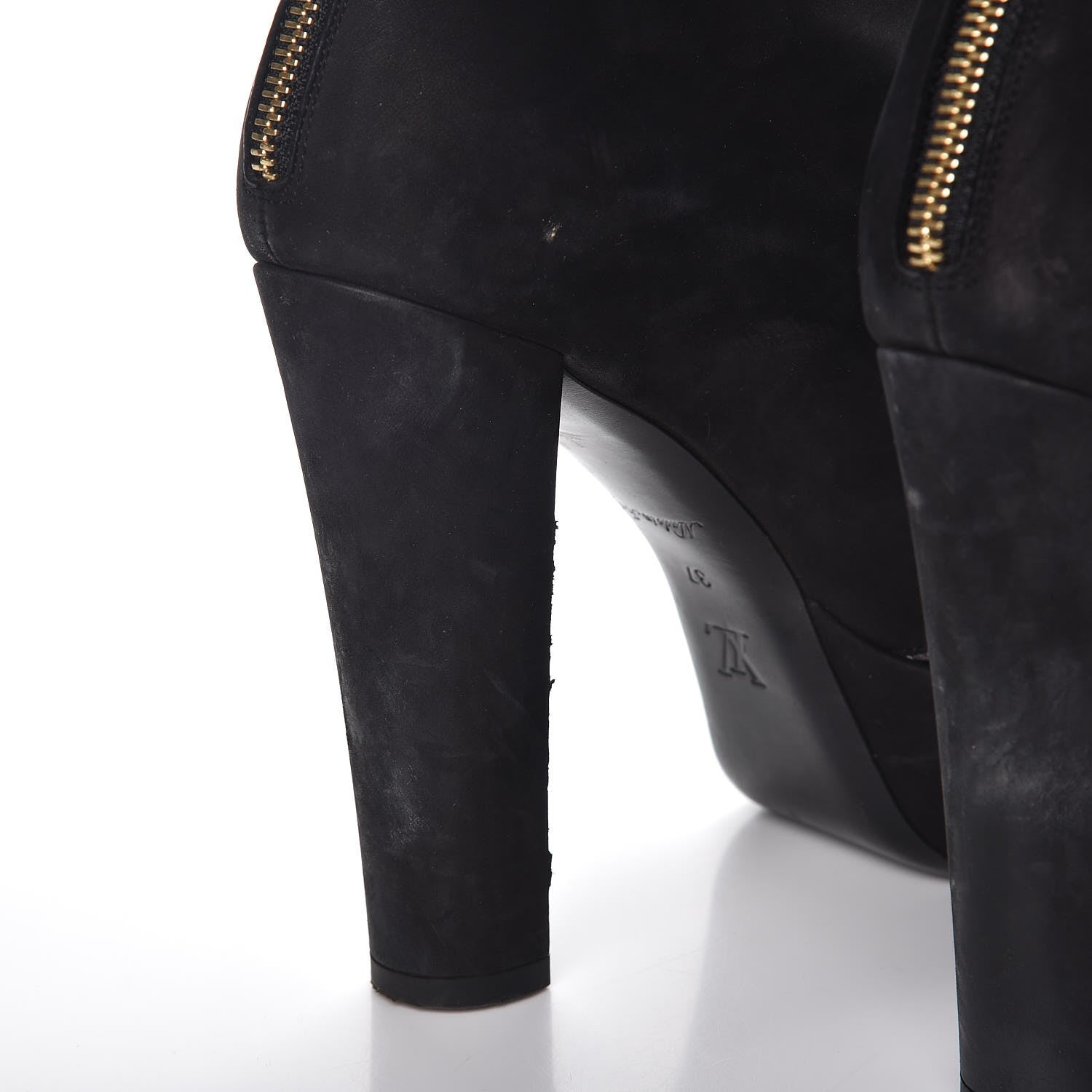 Louis Vuitton Suede Peep Toe Ankle Boots 37 Black 17 of 23