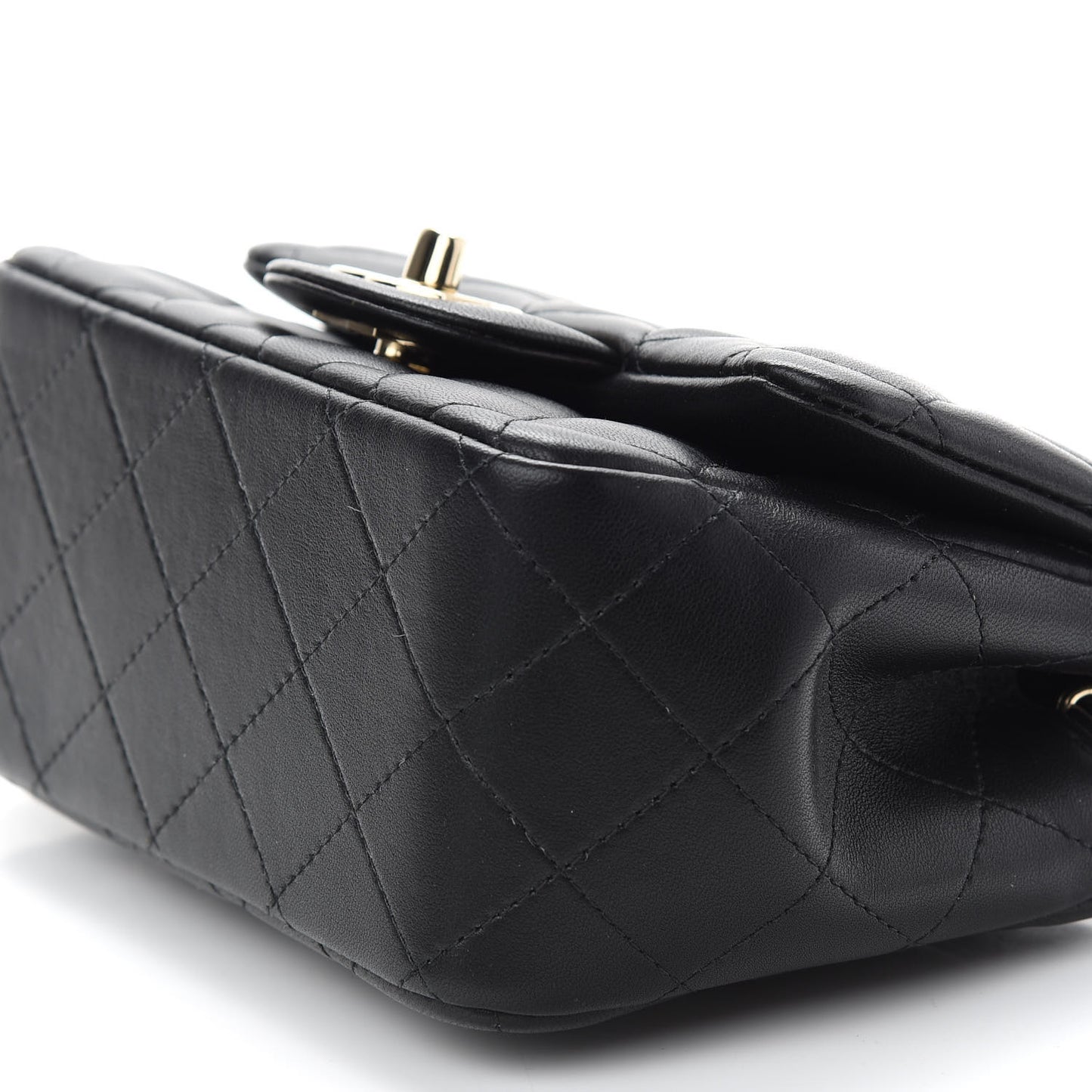 Lambskin Quilted Mini Square Flap Black