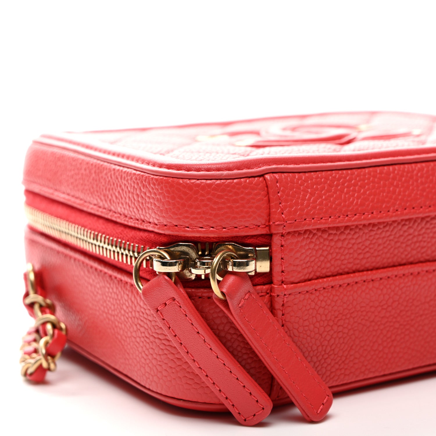Chanel Caviar Quilted Small CC Filigree Vanity Case Coral 10 of 11