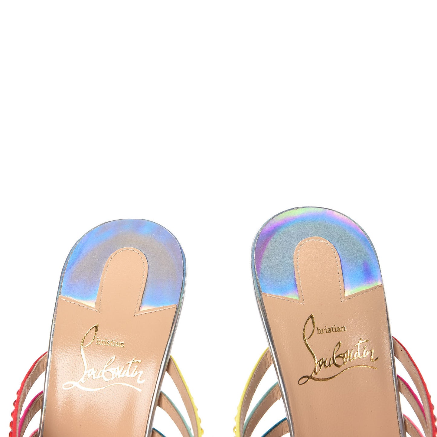 Specchio Calfskin Crystal Marthastrass 100 Slide Sandals 38 Silver Multicolor