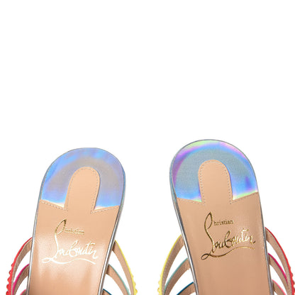 Christian Louboutin Specchio Calfskin Crystal Marthastrass 100 Slide Sandals 38 Silver Multicolor 9 of 10