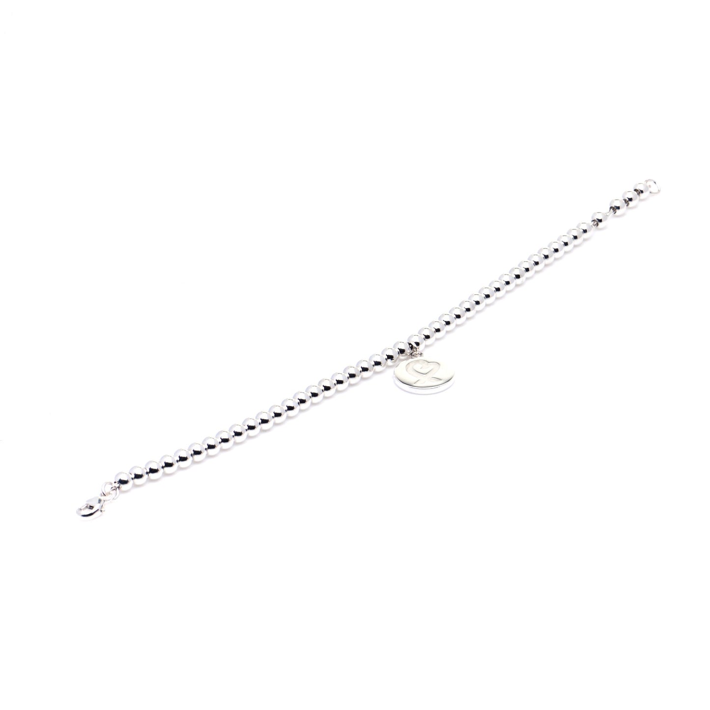 Sterling Silver 4mm Paloma Picasso Loving Heart Tag Bead Bracelet