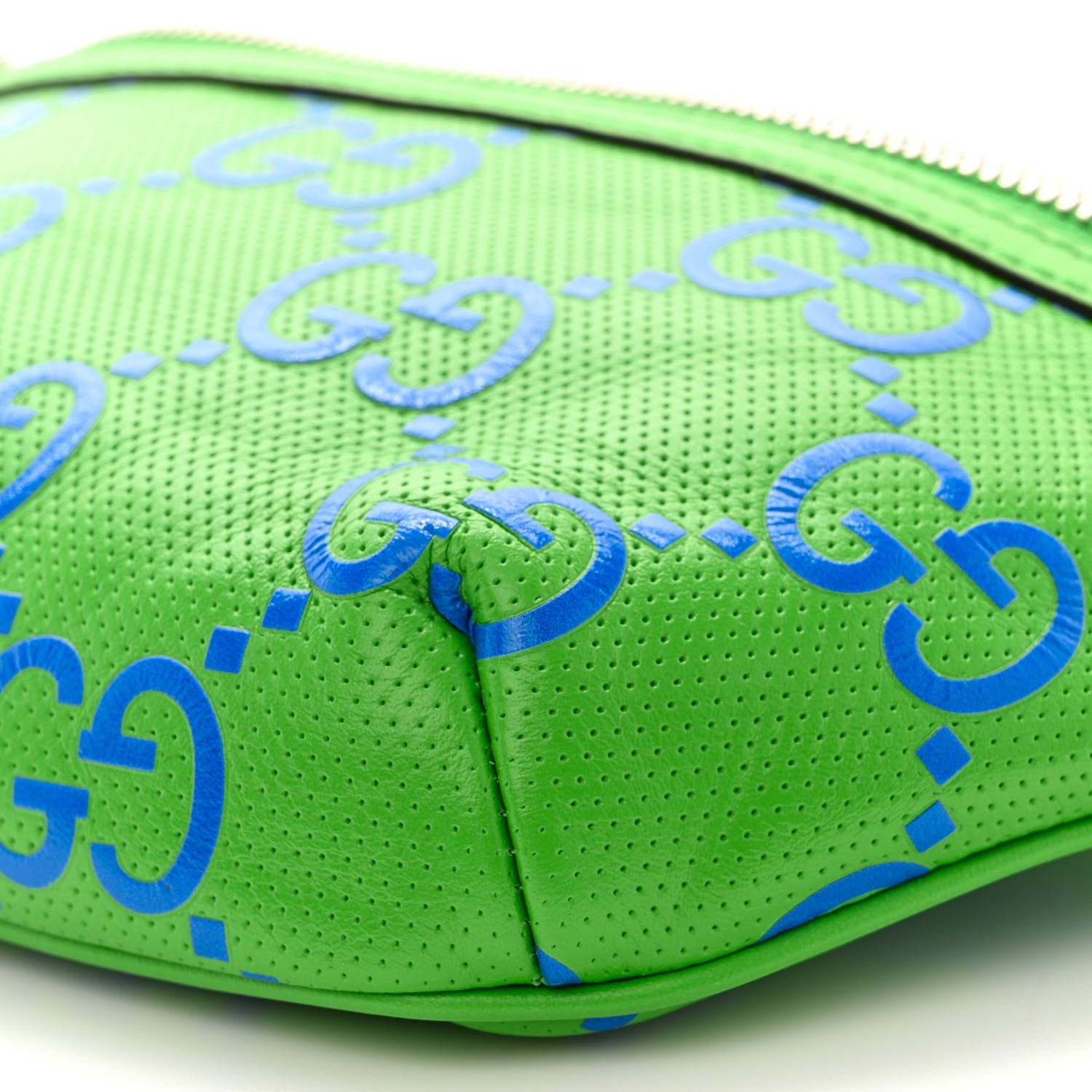Gucci Calfskin GG Tennis Bi-Color Embossed Belt Bag Joy Green Joy Blue 10 of 10