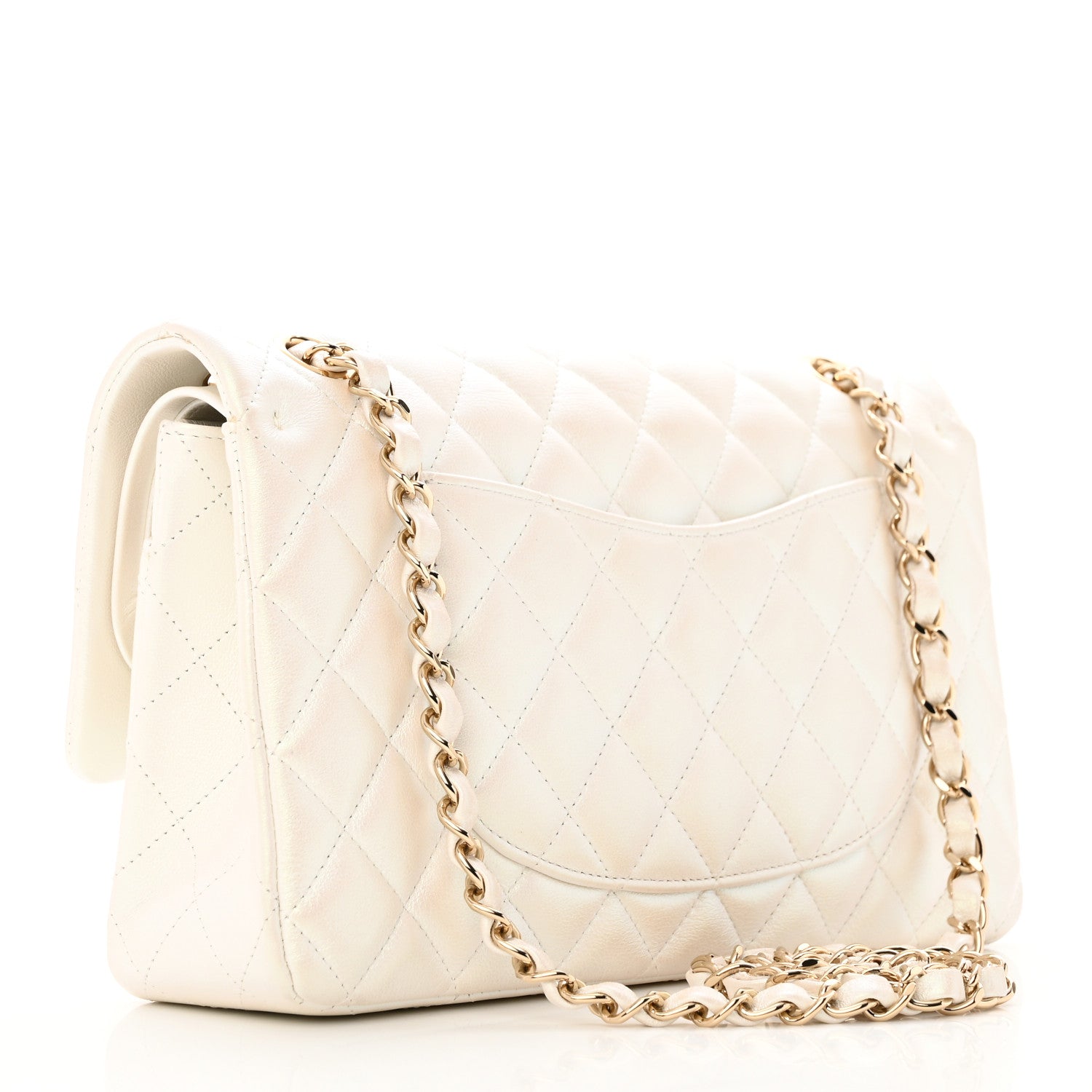 Chanel Iridescent Calfskin Quilted Medium Double Flap White 3 of 13