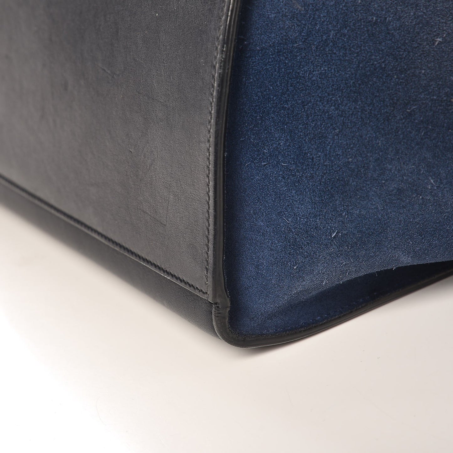 Smooth Calfskin Suede Small Tri-color Trapeze Cobalt