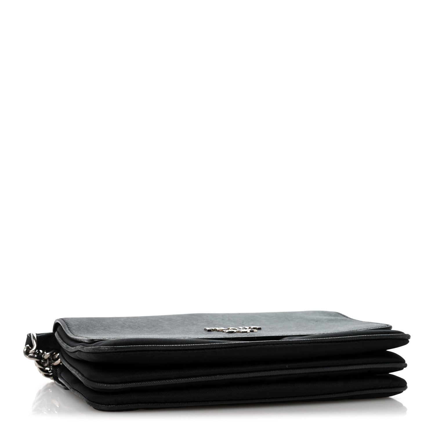 Prada Saffiano Tessuto Nylon Chain Shoulder Bag Black 4 of 15