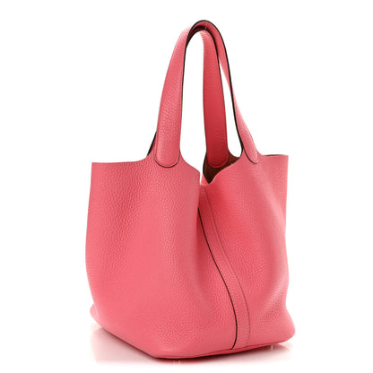 Hermes Taurillon Clemence Picotin Lock 22 MM Rose Azalee 3 of 14