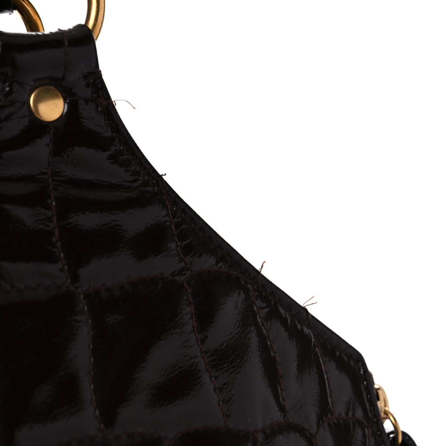 Patent Crocodile Embossed Tribute Tote Brown