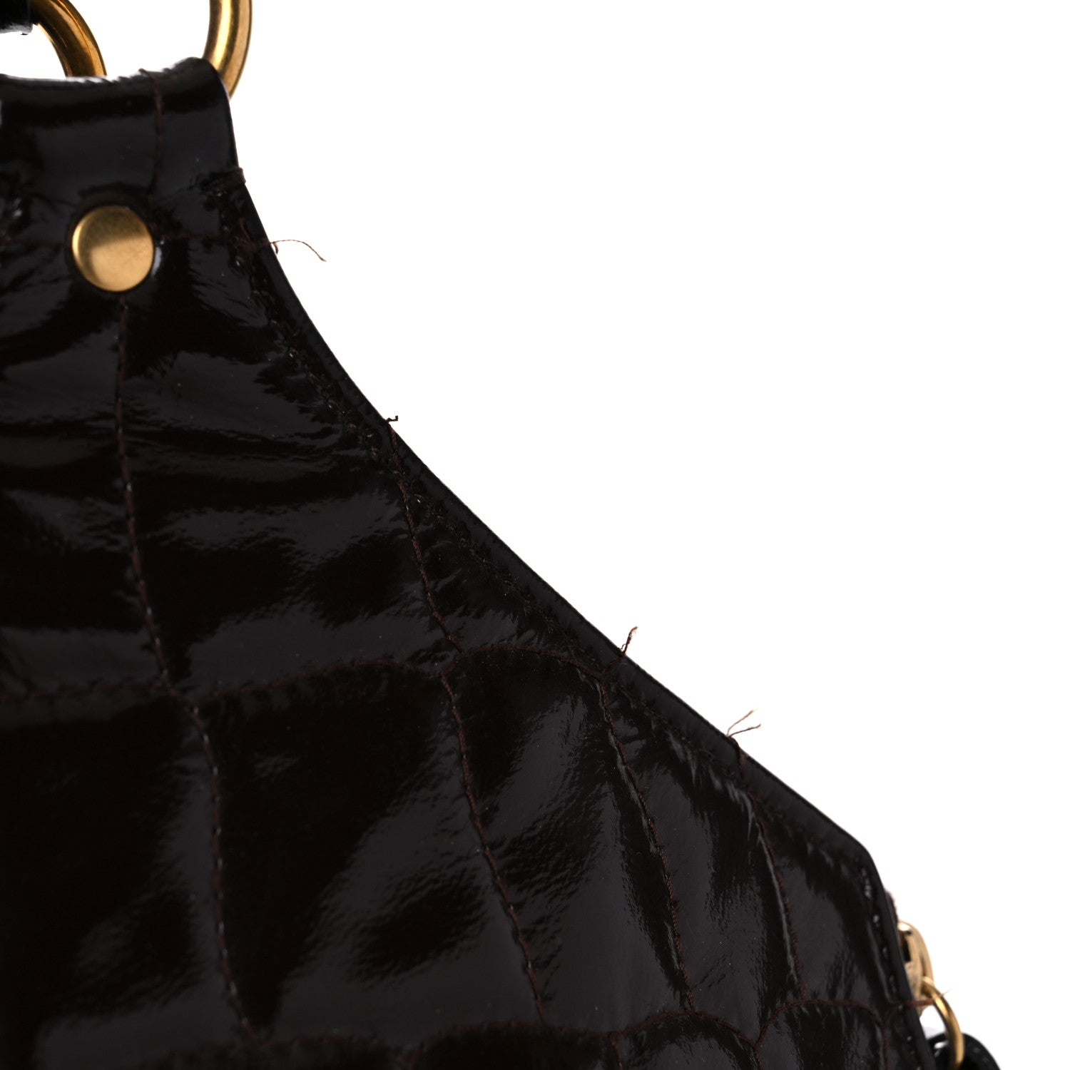 Saint Laurent Patent Crocodile Embossed Tribute Tote Brown 19 of 23