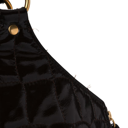 Saint Laurent Patent Crocodile Embossed Tribute Tote Brown 19 of 23
