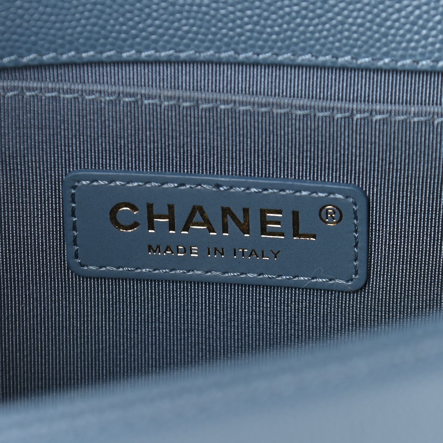 Caviar Chevron Quilted Medium Boy Flap Blue