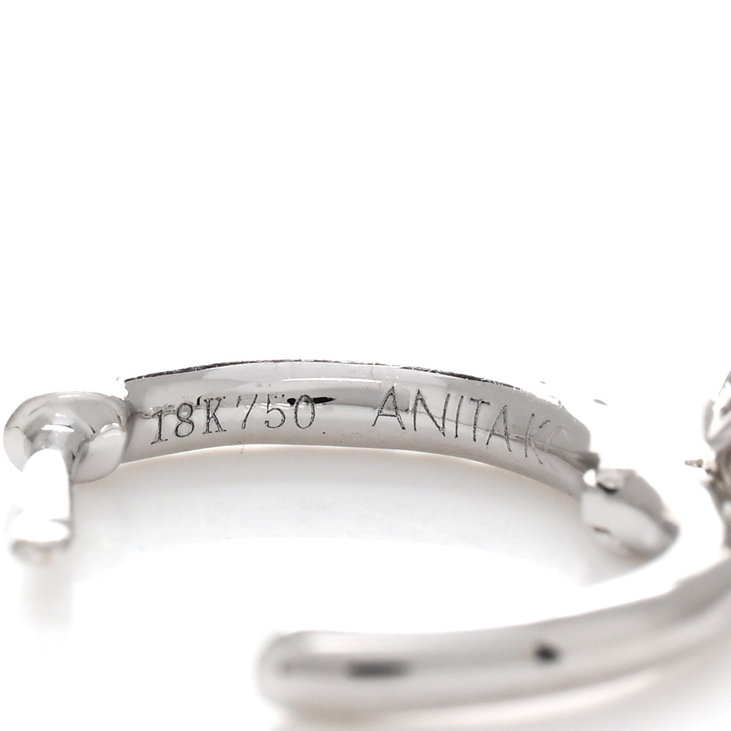 18K White Gold Diamond Round Huggie Drop Earrings