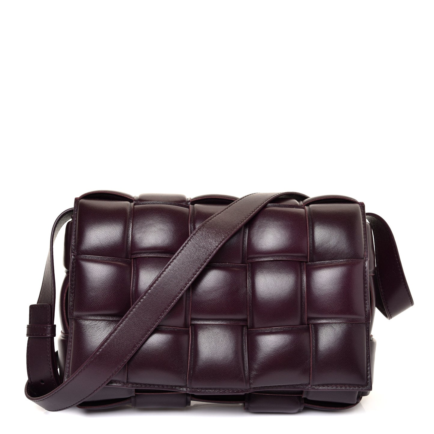 Nappa Maxi Intreccio Padded Cassette Crossbody Bag Grape