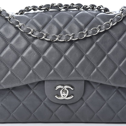 Chanel Lambskin Quilted Jumbo Single Flap Grey 8 of 14