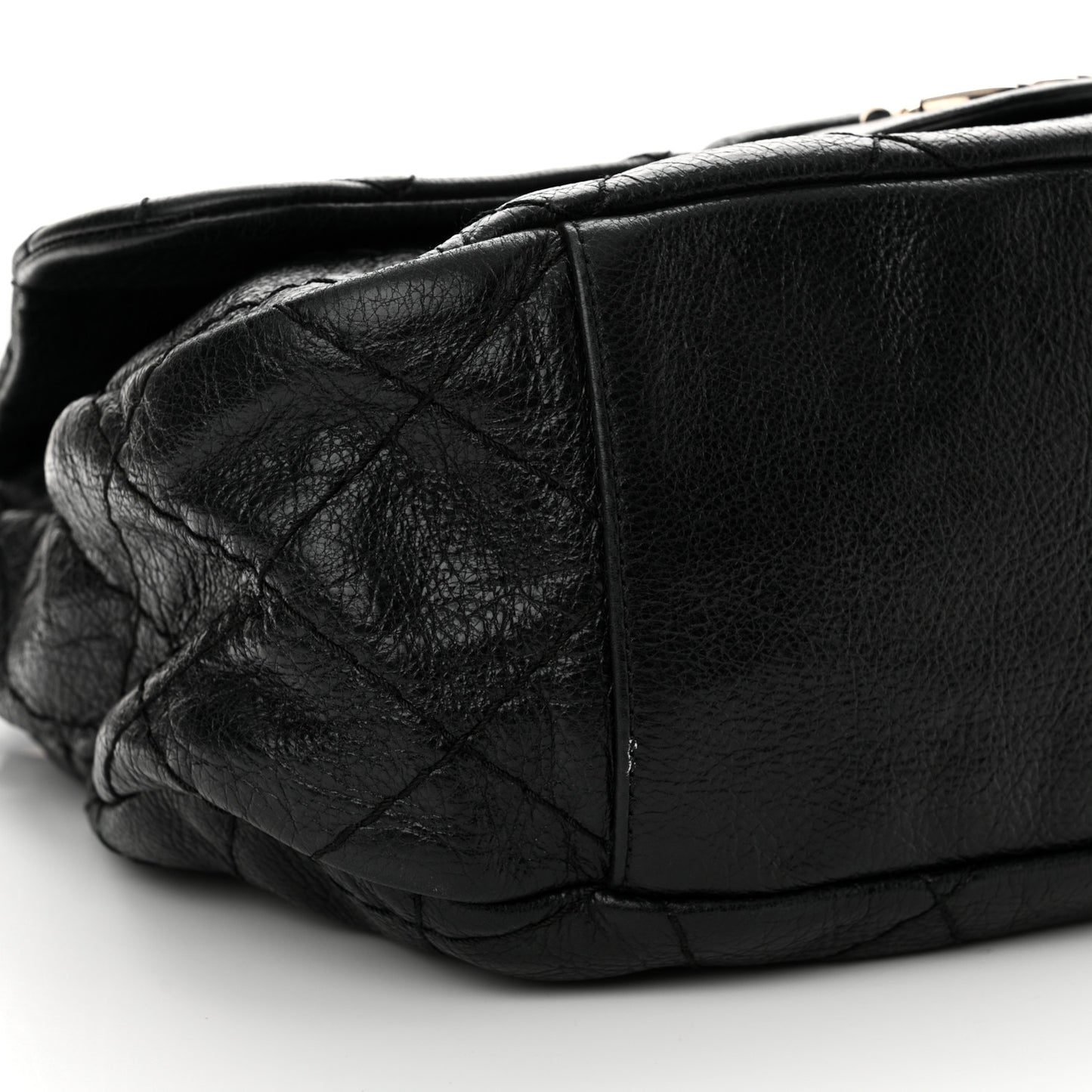 Glazed Calfskin Stitched XL On The Road Flap Black