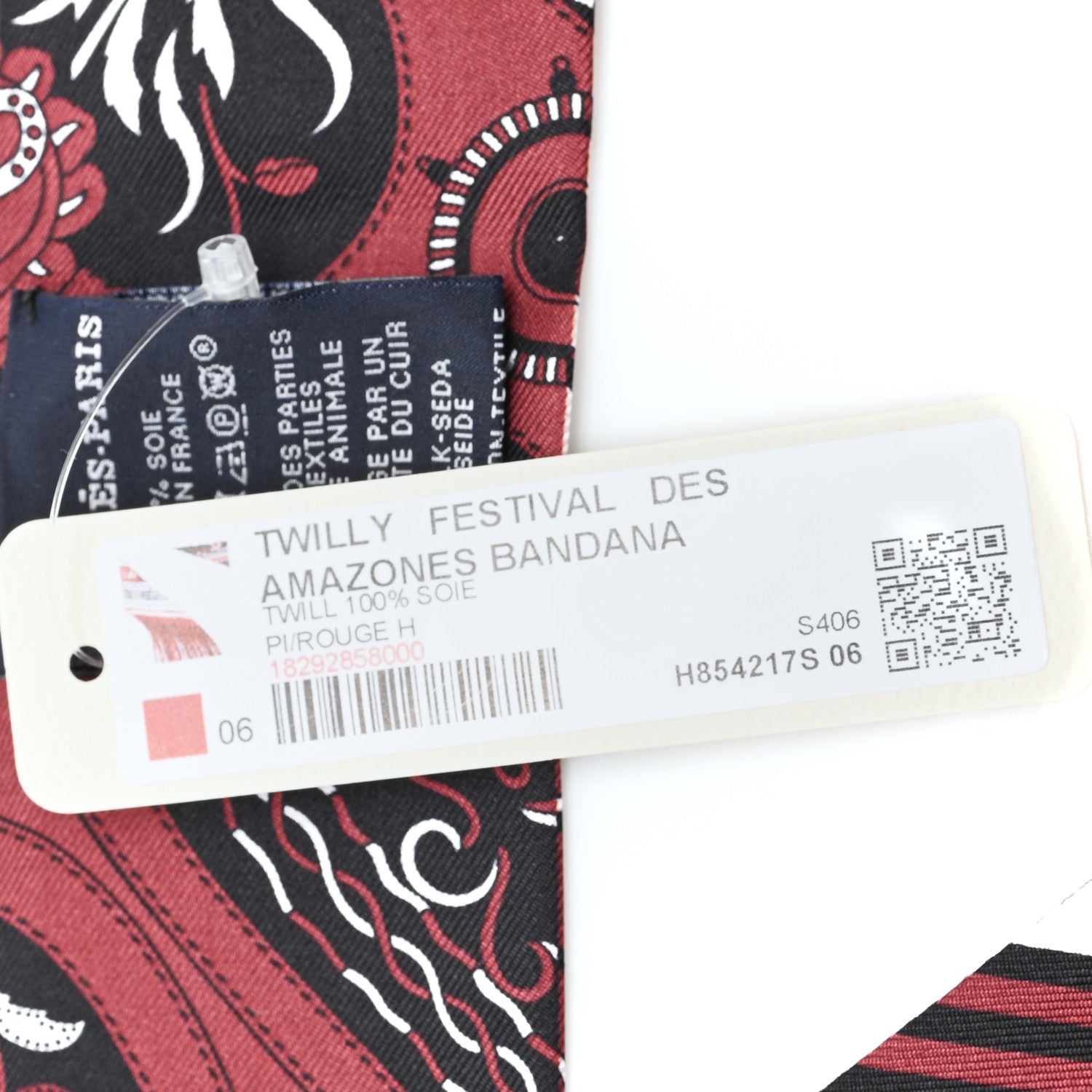 Hermes Silk Festival Des Amazones Bandana Fringed Twilly Rouge H 4 of 4