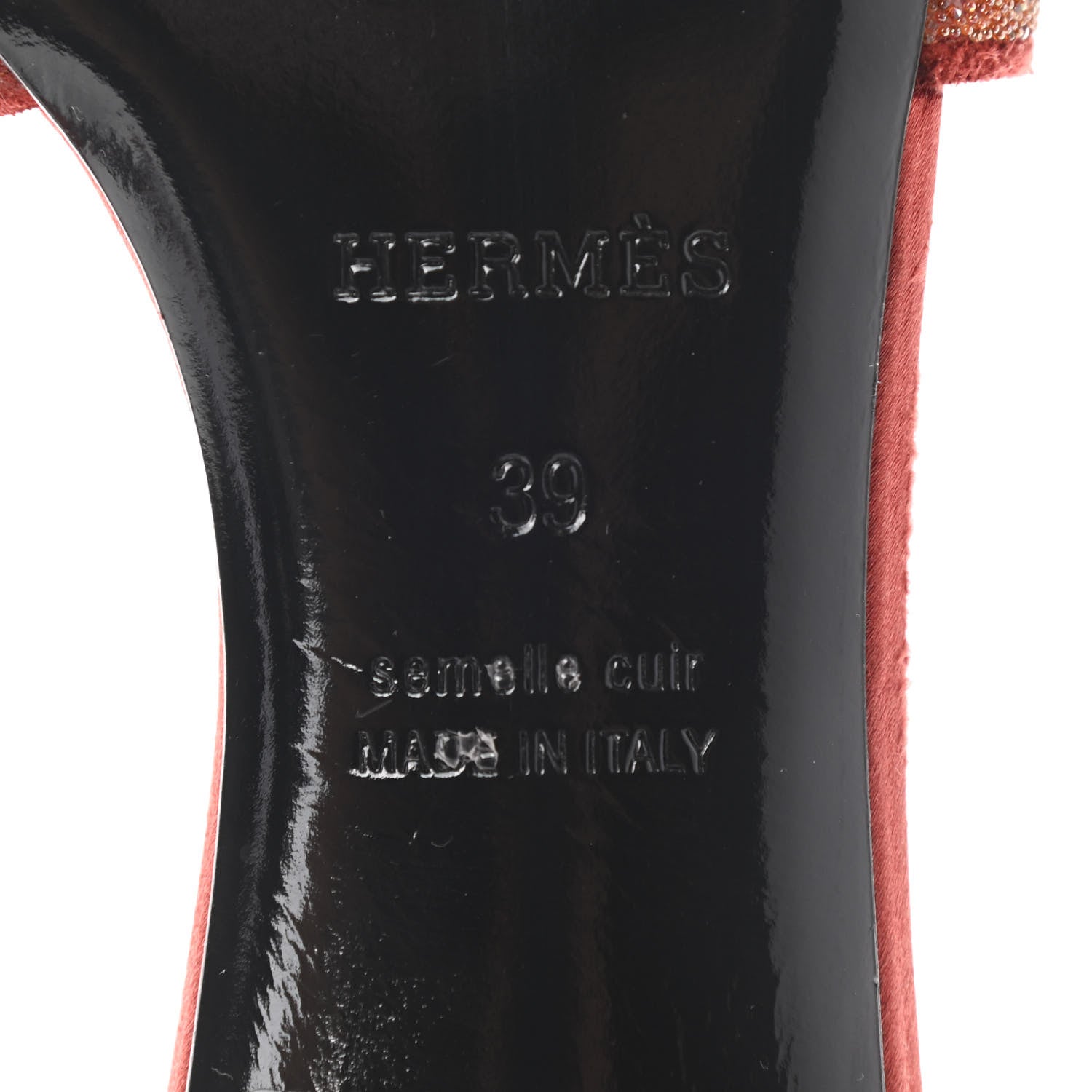 Hermes Satin Crystal Powder Oasis Sandals 39 Rouge Tomette 7 of 14