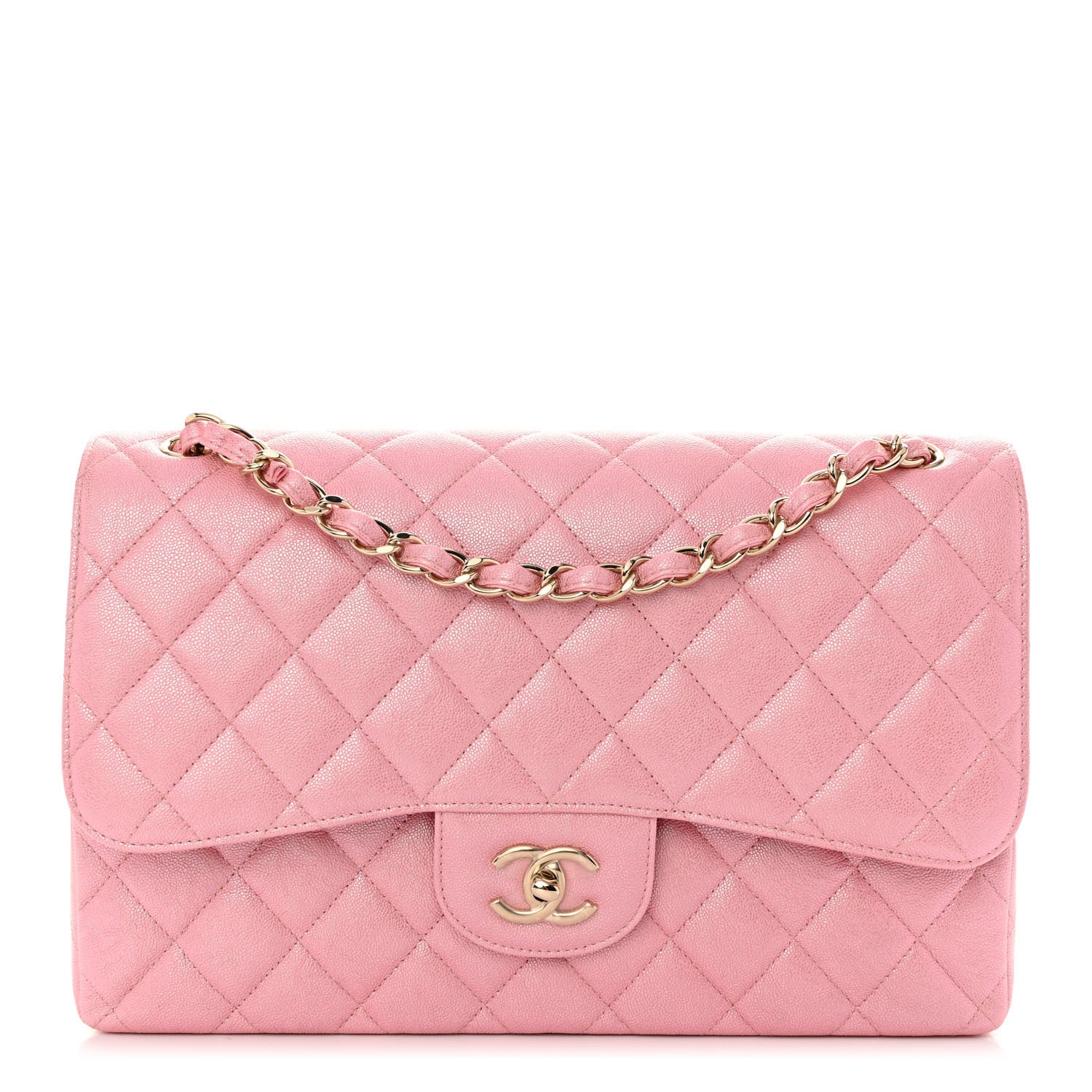 Chanel Iridescent Caviar Quilted Jumbo Double Flap Rose Pink 1 of 11