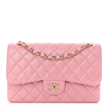 Chanel Iridescent Caviar Quilted Jumbo Double Flap Rose Pink 1 of 11