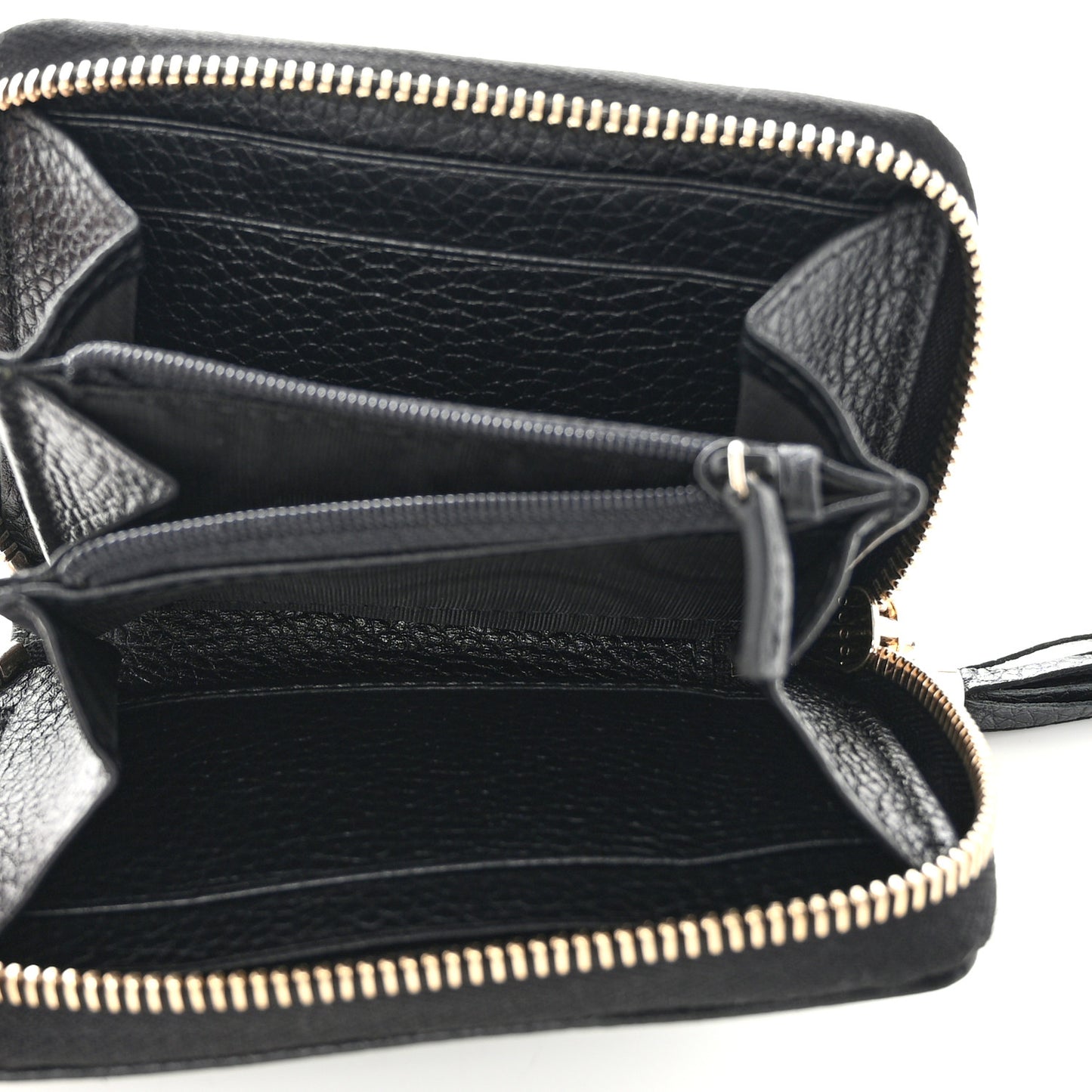 Pebbled Calfskin Small Soho Zip Around Wallet Black