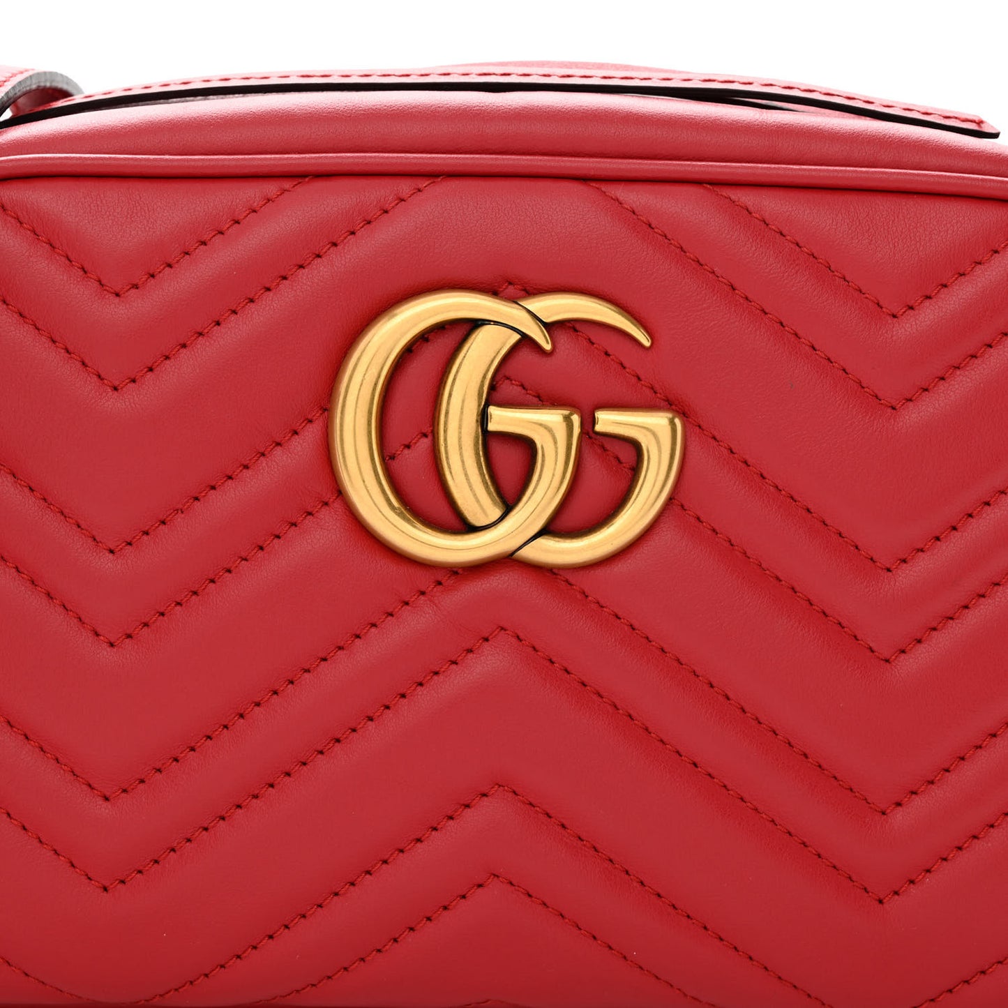 Calfskin Matelasse Small GG Marmont Chain Shoulder Bag Hibiscus Red