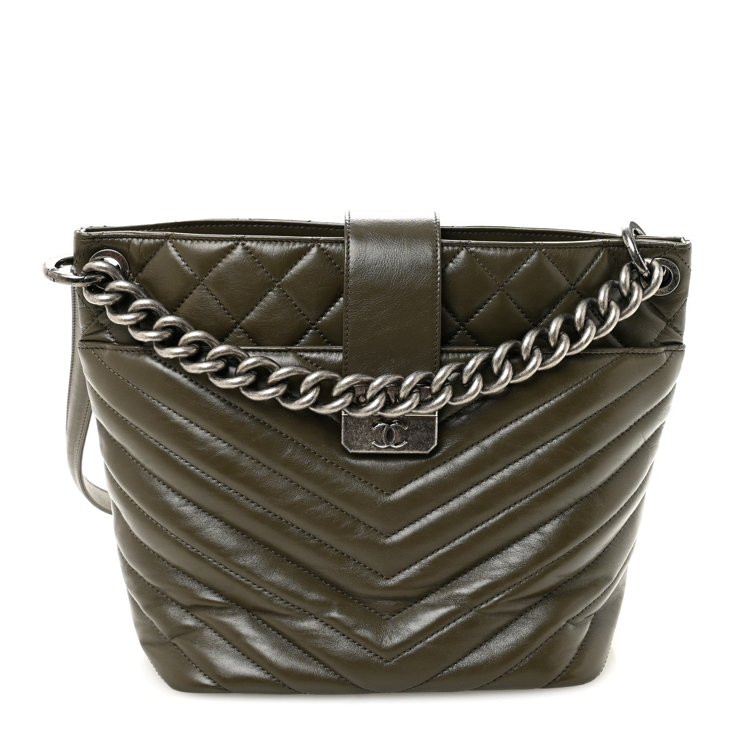 Chanel Aged Calfskin Quilted Mad About Quilting Small Hobo Green 1 of 10