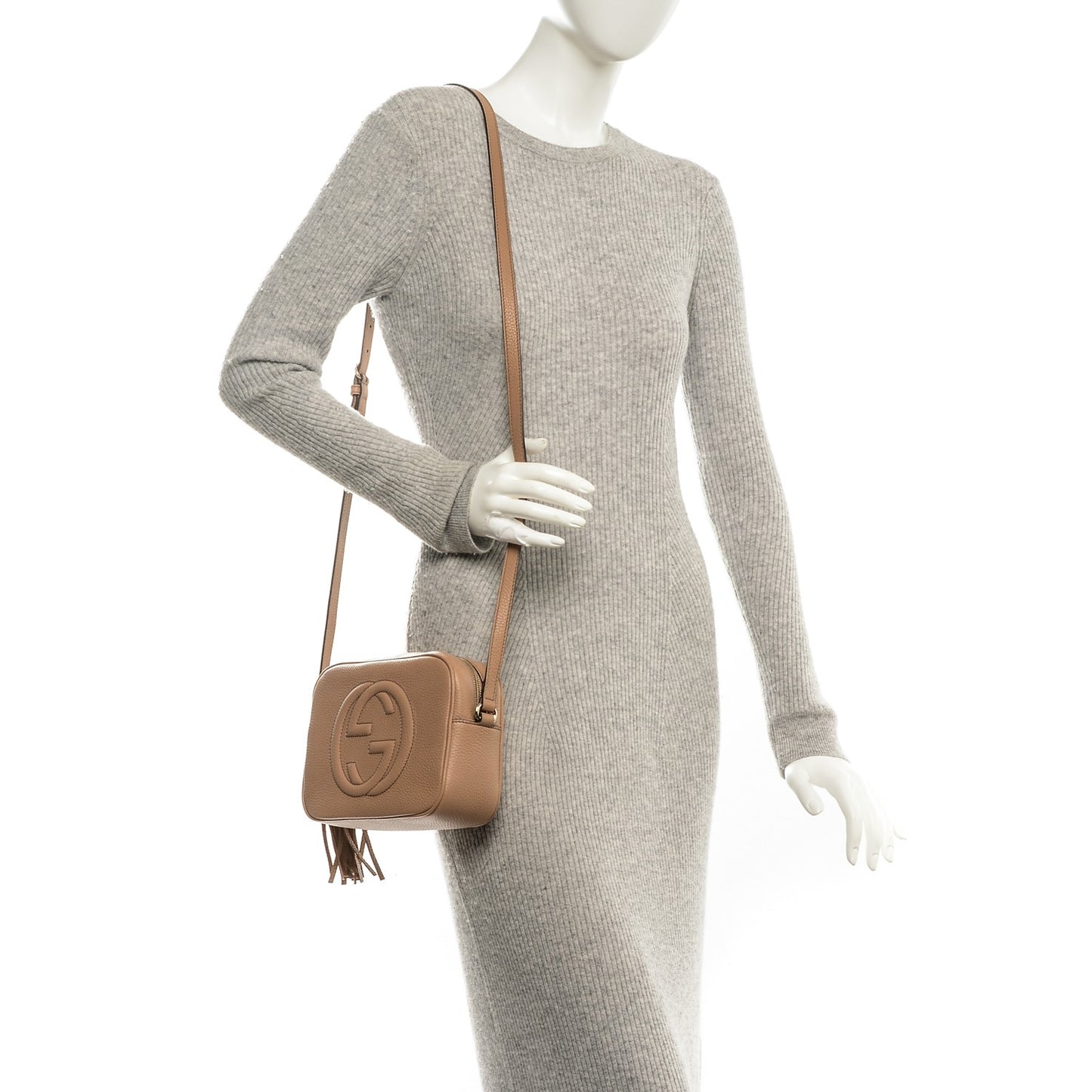 Pebbled Calfskin Small Soho Disco Bag Rose Beige