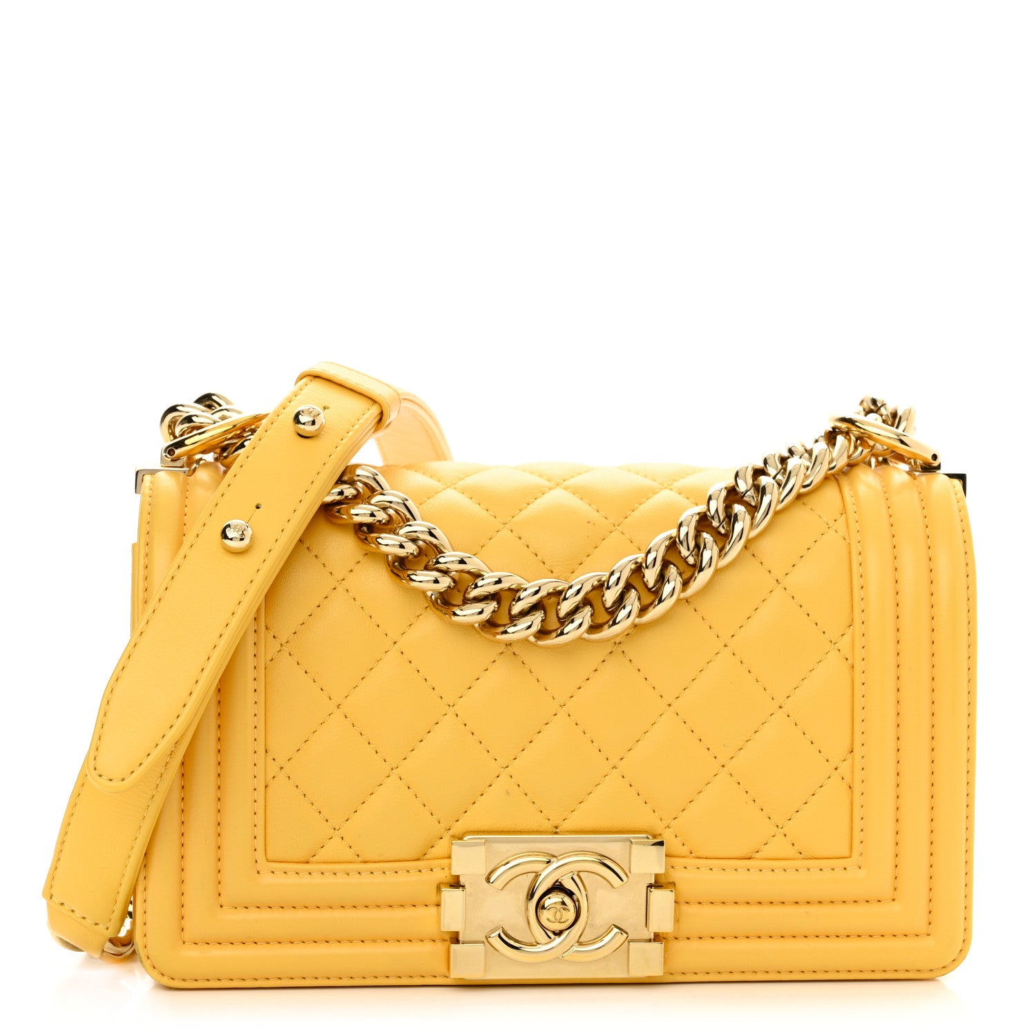 Chanel Calfskin Quilted Small Boy Flap Yellow 1 of 12