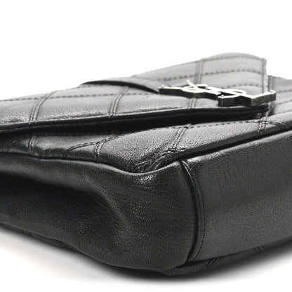 Saint Laurent Calfskin Matelasse Diamond Quilted Monogram Medium College Bag Black 9 of 11