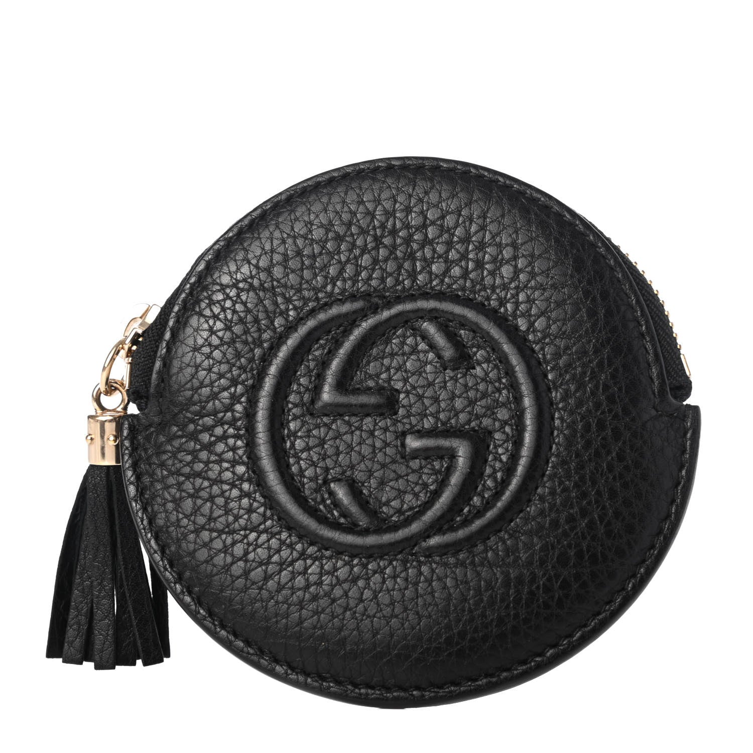 Gucci Pebbled Calfskin Round Coin Purse Black 1 of 6