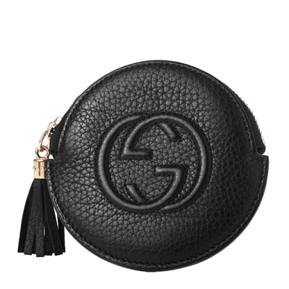 Gucci Pebbled Calfskin Round Coin Purse Black 1 of 6