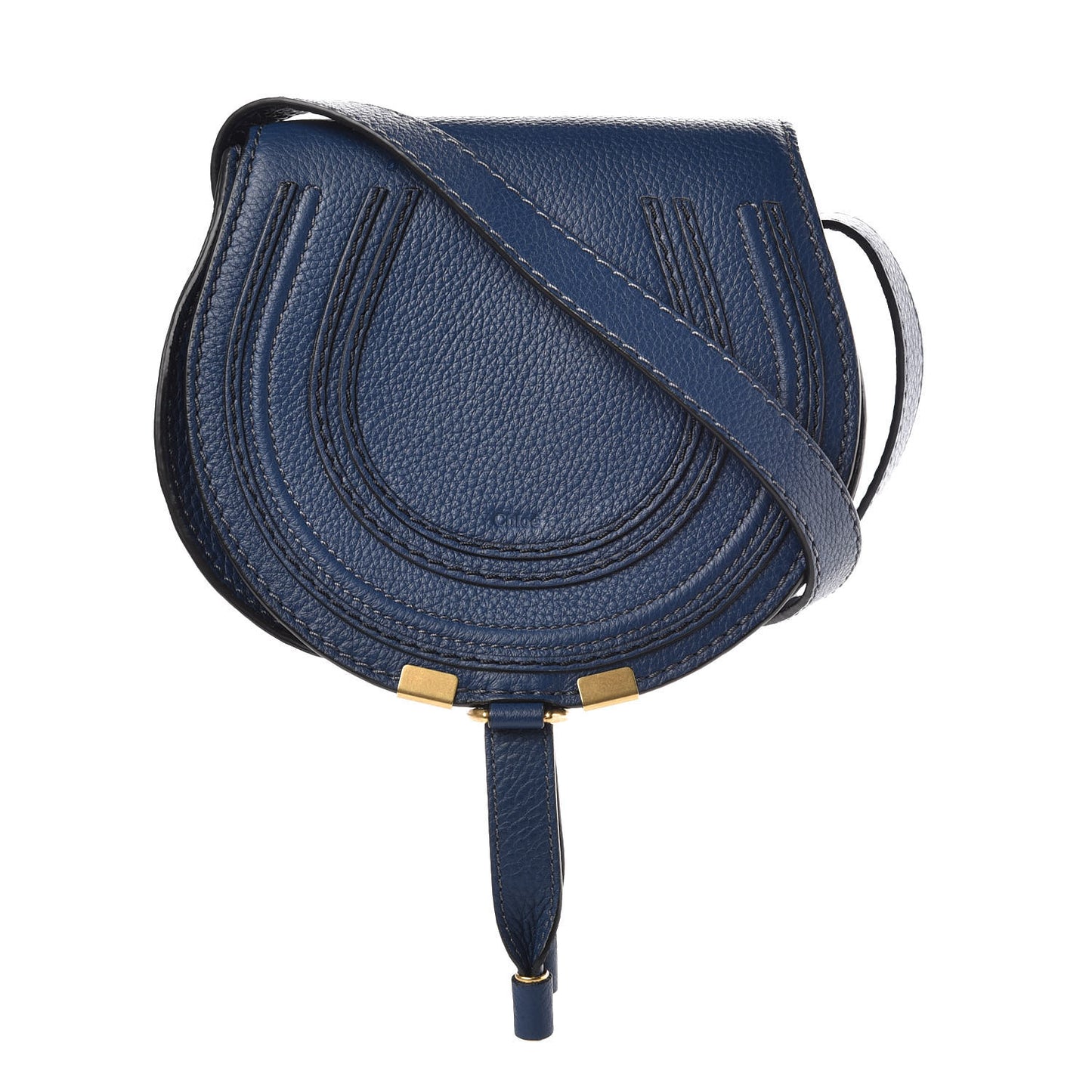 Calfskin Mini Marcie Round Crossbody Bag Royal Navy
