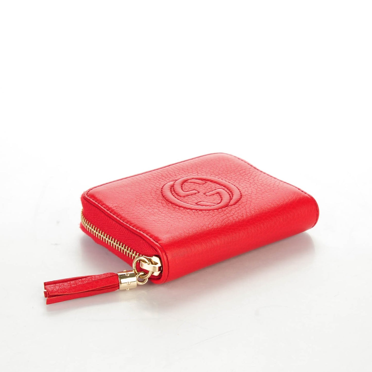 Pebbled Calfskin Soho Compact Disco Zip Around Wallet Tabasco Red