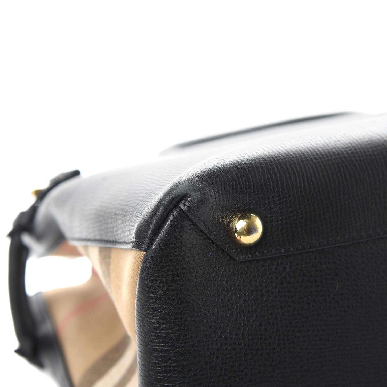 Burberry Grainy Calfskin House Check Large Banner Tote Black 13 of 18